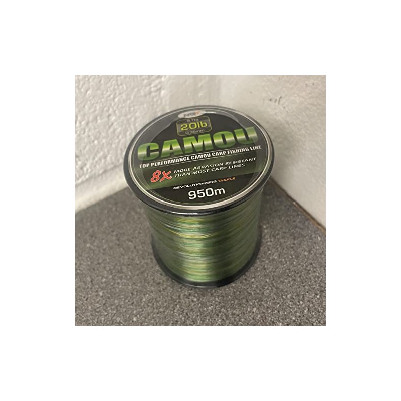 950m Camo Fishing Line Bulk Spool 20lb Carp Pike 9.1kg