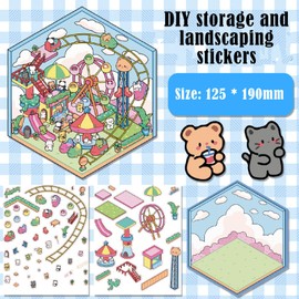 8 Sets 3D Sticker Scene, 3D House Stickers, Sticker Scene, 3D Stickers, DIY 3D House Stickers, Cute Creative DIY Stickers for Relaxing and Passing The Time (with Tweezers)