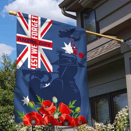 Australia Flag Anzac Day Flag Lest We Forget Flag Trumpet Soldier Flag Double Sided House Decor Flags For Memorial Day