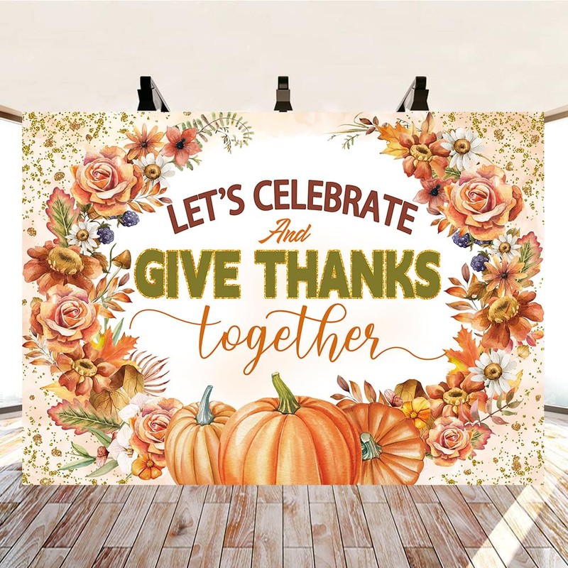 Let's Give Thanks Backdrop Fall utumn Harvest Festival Photography Backdrop