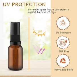 10 Pack Empty Amber Glass Pump Bottles Refillable Cream Lotion Bottles Travel Cosmetic Dispenser Bottle for Sample,Liton,Cream,Liquids Aromatherapy and More (15ml/0.5oz)