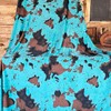 TURQUOISE Cowhide Throw blanket, 60x80" approximately, medium weight.
