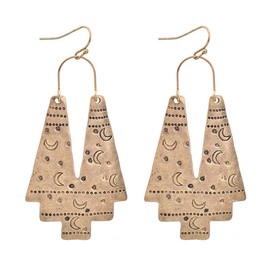 KaFu Light Weight Earring Gudukt Boho Ethnic Earrings Hollow Out Fan Shape Handmade Retro Geometric Drop Earrings for Women (Gold)