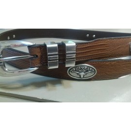 Unbranded Men's Leather Brown Lizard Belt with University of Texas Longhorns Conchos 28 NL