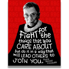 Arte de pared inspirador con cita de Ruth Bader Ginsburg – RBG motivacional arte de pared para decoración feminista – Gran regalo para una adolescente o niña – Decoración de pared de empoderamiento de mujeres – Impresión sin marco de 8 x 10 pulgadas