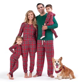 Gerber Baby Men's 2-Piece Holiday Family Matching Pajamas, Red Stewart Plaid, Large