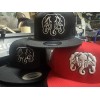 Flat Bill 3 Headed Elephant RED SnapBack Hat - Laos