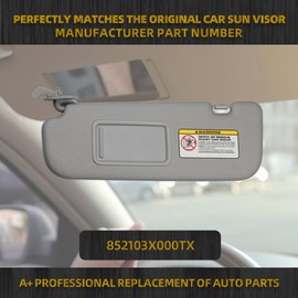 Dasbecan Gray Left Driver Side Sun Visor Compatible with Hyundai Elantra 2011 2012 2013 2014 2015 Replaces# 852103X000TX