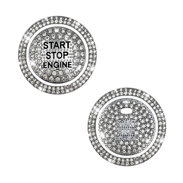 Sylvil 2PCS Bling Car Push Start Button Sticker, Sparkling Rhinestones