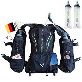 RaceFuel Marathon Vest, Ultralight Hydration Backpack, Trail Backpack, Hydration Pack, Bicycle Backpack for Running, Hiking, Men and Women (including 2 x 250 ml Soft Flasks, One Size)