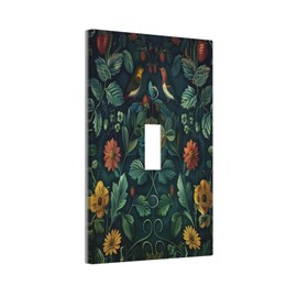 Xuejiaku Decorative Light Switch Cover Plate Morris Strawberry Thief Green Leaves Flowers Birds 1 Gang Wall Plate Cover Single Toggle Switch Plate Covers Jumbo Electrical Switchplate Receptacle