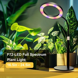 M METERXITY Grow Light for Indoor Plants, Red Blue White Full Spectrum Desk Plant Light with Base, Automatic Timer for 3H/9H/12H, 10 Dimmable Levels, Height Adjustable [Black]