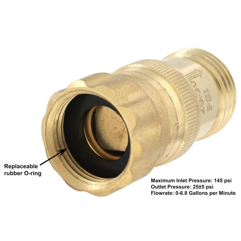 Heavy Duty 25 psi Water Pressure Regulator 3/4 inch Hose