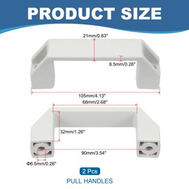 PATIKIL Plastic Pull Handles 90mm Hole Centers, 2 Pcs Square Drawer Pulls Kitchen Hardware for Luggage Mechanical Equipment Door Cupboard Handle, Grey