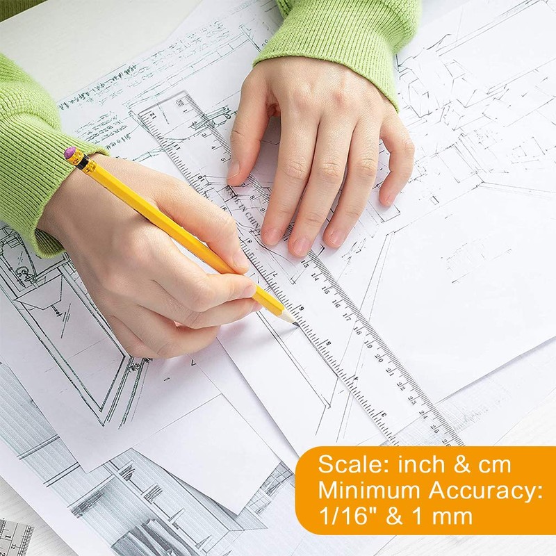Viaky 12 Inch Clear Plastic Rulers,2 Pack,30CM Straight Ruler