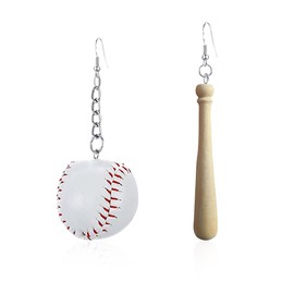 Just Follow 3D Big Faux Leather Baseball Bat Earrings - White Pendant Jewelry for Women
