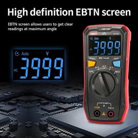 UNI-T UT123/UT123T Mini Digital Multimeter, AC DC Voltage Meter, Resistance (Ohm) Temperature Tester, NCV/Continuity Test/EBTN Colour Screen (UT123)