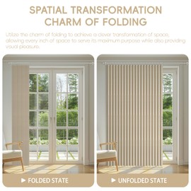 Jilron 100% Blackout Curtains Patio Door Curtain Accordion Door Sliding Door Curtains Extra Wide Blackout Curtains Used for Room Divider (Beige 98" W x 106" L)
