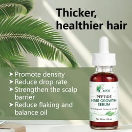 Cura Peptide Hair Growth Serum Support Fuller-Looking Hair, 1 Fl Oz
