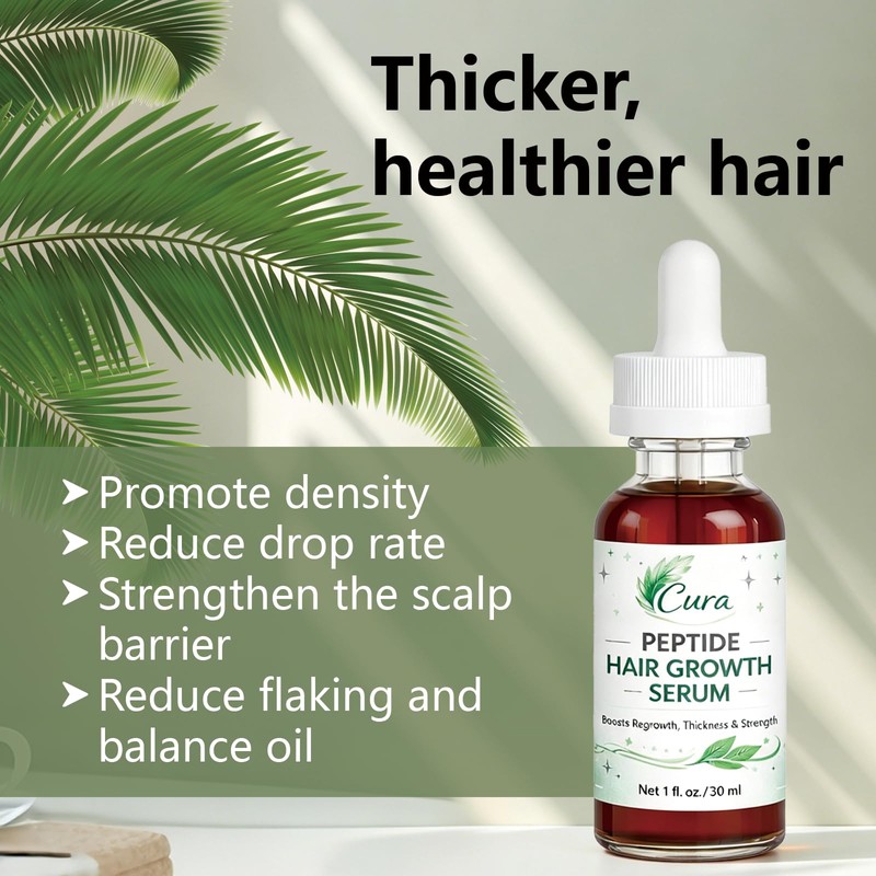 Cura Peptide Hair Growth Serum Support Fuller-Looking Hair, 1 Fl