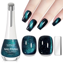 SUPWEE Quick Dry Cat Eye Nail Polish, Cateye Magnetic Nail Polish Non Gel Quick Dry Lacquer DIY Salon at Home Gift For Women Girls 16ml