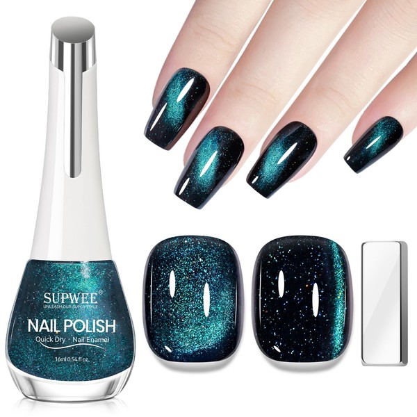SUPWEE Quick Dry Cat Eye Nail Polish, Cateye Magnetic Nail