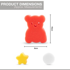 3 Baby Sponges Bear, Star and Circle Shapes - Soft Baby Sponges for Bath Newborn, Kids Multipack, Toddlers & Children, Gentle on Skin, Vibrant & Fun Colours
