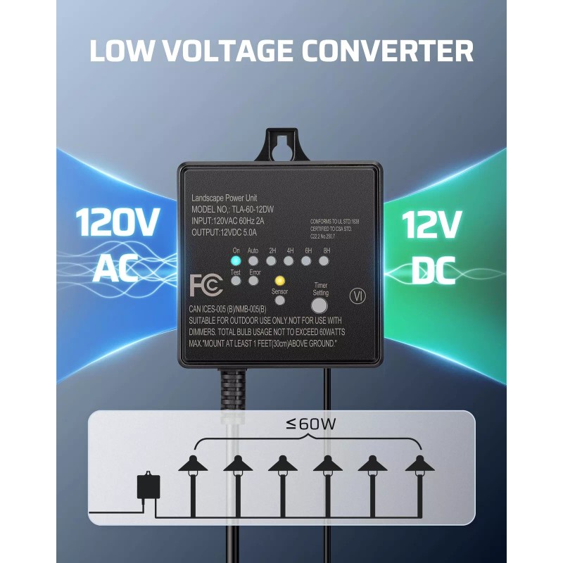 Wagon DEWENWILS 60W 120V AC to 12V DC Outdoor Low