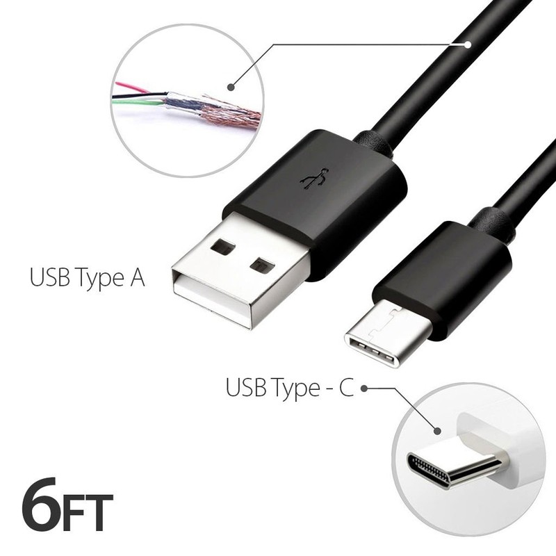 Verizon USB Data Cable 6-ft. for USB-C - Black