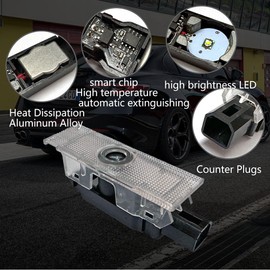 Never Fade Door Lights Logo Projection Ghost Projector Light Car 3D Shadow Lights LED Welcome Puddle Light Ghost Compatible with Alfa Romeo Giulia Stelvio Mito Giulietta 147 159 Accessories (White)