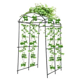 7FT Garden Arch Trellis for Climbing Plants Outdoor, Stainless Steel PE Coated Arched Trellis for Raised Garden Bed, Trellis Arbor Tunnel for Grapes/Cucumber with Mounting Clips and Nylon Net