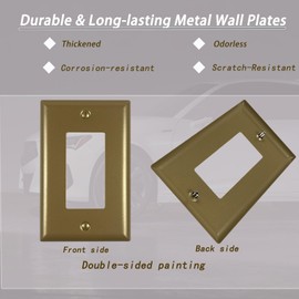 Kisrvopn Metal Electrical Outlet Covers, Light Switch Cover Wall Plates, Mid Size Thicker Switch Plates, Wall Plate of Various Styles for Indoor and Outdoor Vintage Gold (1 Gang Decorator 4 PK)