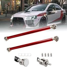 EOHMAK 2PCS Front Bumper Lip Splitter Strut Rod Tie Bars Support Rod Adjustable Compatible with Most Vehicles 3''-8'' (Red, 10CM/3.9 inch)