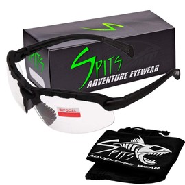 Spits Eyewear Hunting Top Focal OR Bottom Bifocal Shooting Safety Glasses, Black Frame, Various Lens Options (Yellow Lenses, 2.50 Top Focal)
