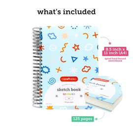 Incraftables Art Sketchbook (125 Pages) Spiral Bound. Hardcover Perforated Paper Pad (8.5” x 11” Big) Art Sketch Book for Artists & Beginners. Heavy Duty Sketch Notebook for Drawing & Panting (A4)