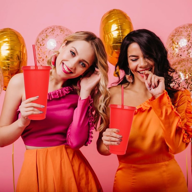 Reusable 24 Oz,Plastic Cups, (10, Rot)