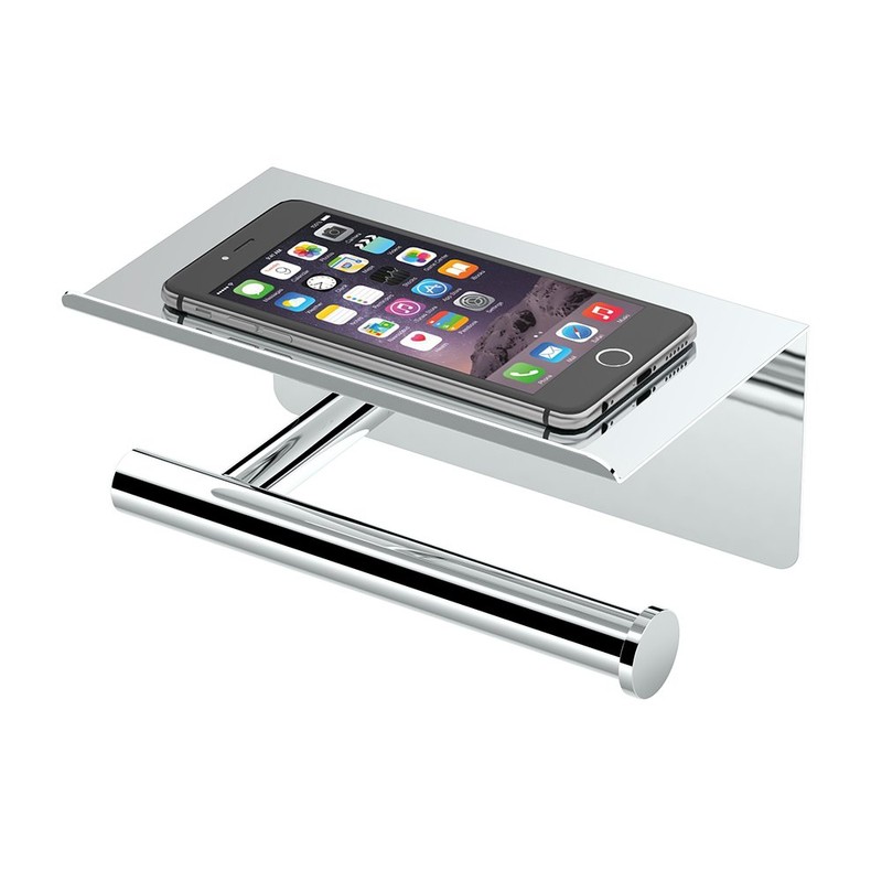 Gatco 1420 Latitude II Toilet Paper Holder with Mobile Shelf,