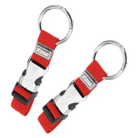 FLONSA Luggage Straps 2" Metal Key Ring Clips, Add-A-Bag for Jacket Gripper Suitcases, Small Carabiner Clips for Keychains, Purse, Travel Accessories, Red