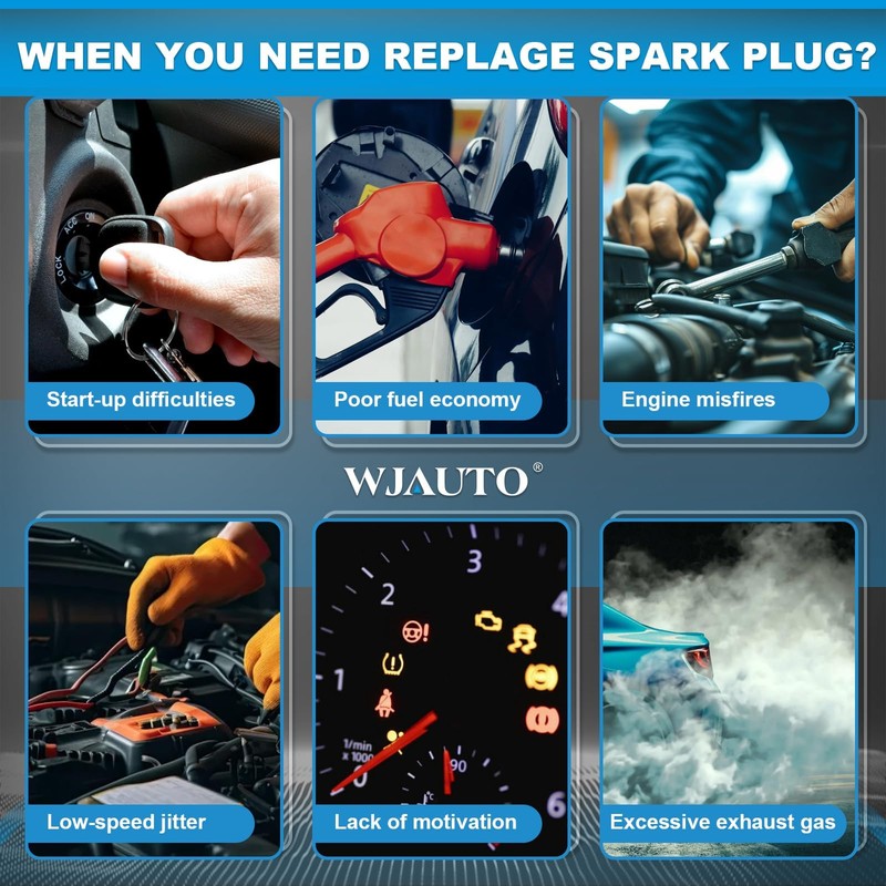 WJAUTO Iridium Spark Plugs 4 Pack, Pre-Gapped Sparkplugs OEM Replacement