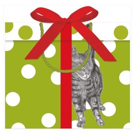Caspari Curious Christmas Cats Large Gift Bag - 1 Each