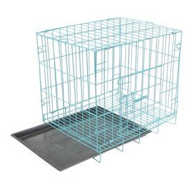 Hemobllo Folding Dog Crate, Metal Wire Dog Kennel with Toilet for Small and Medium Dog Cat Rabbit Indoor Ourdoor (Blue)