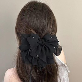 Hair Clip, Ribbon, Large Hair Clip, Stylish, Firmly Curled, Hair Accessory, Hair Clip, Barrette, Adult, Cute, Popular, Korean Style, Ribbon, Hair Ornament, Lightweight, Strong, Simple, Everyday Use,