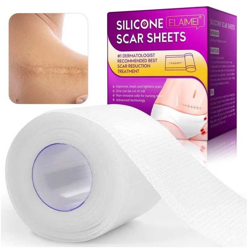 ELAMEI- Hoja de silicona para eliminar cicatrices, rollo de cinta