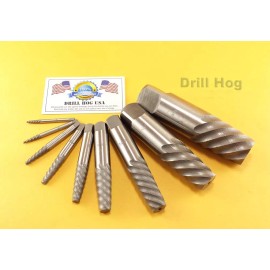 Drill Hog 9 Pc Jumbo Spiral Easy Out Set Round Screw Extractor Drill hog Lifetime Warranty