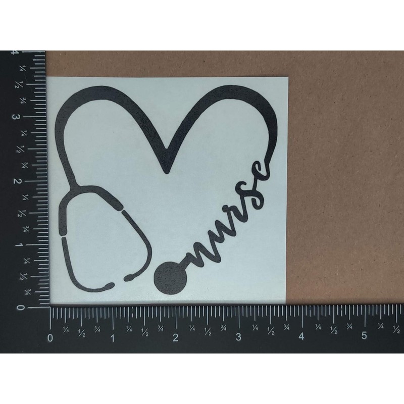 Nurse Decal Pack: Heart, Heartbeat, Infinity, Stethoscope (Black, Small 3.5")