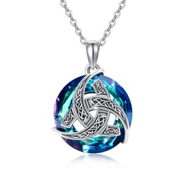 ZIPPICE Celtic Necklace for Women 925 Sterling Silver Necklace Viking/Lion/Horse/Eagle/Irish/Claddagh/Dragon Vinking Silver Chain Jewellery Gift for Women Men, Sterling Silver, Citrine