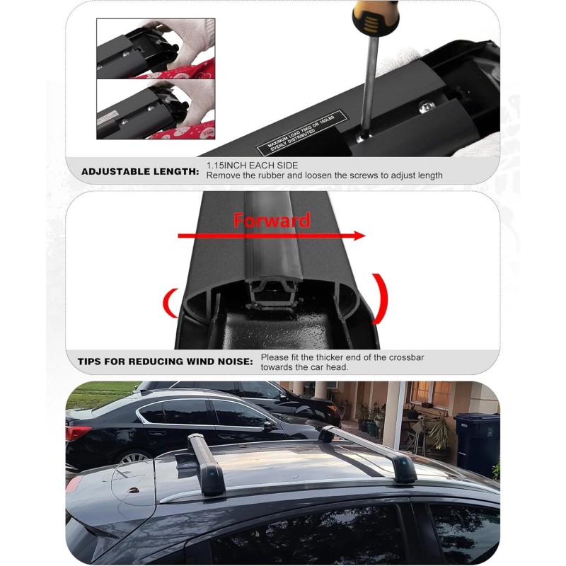GEP_1339 Lockable Roof Rack Cross Bars For Ford Edge 2015-2024