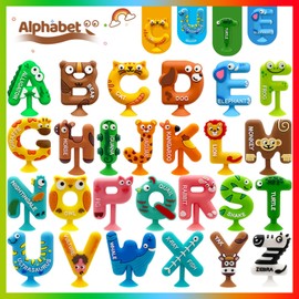 Suction Bath Toy for Toddler, 26PCS Animal Alphabet, Montessori Sensory Toy Gift for Kids Aged 3-12, Educational Spelling for Autism/ADD/ADHD