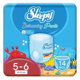 Swim Diapers, Swim Pants for Little Swimmers Size 5-6 (24-55 lbs, Count- 14 PCs), Disposable Diaper for Splashers