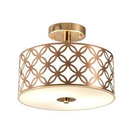 WillieSmart Semi Flush Mount Ceiling LED Light Fixture Hanging with Drum Shade for Dining & Living Room Kitchen Office Shop Entryway & Hallway Modern Chandelier Lamp Brushed Chrome Finish E26 Base